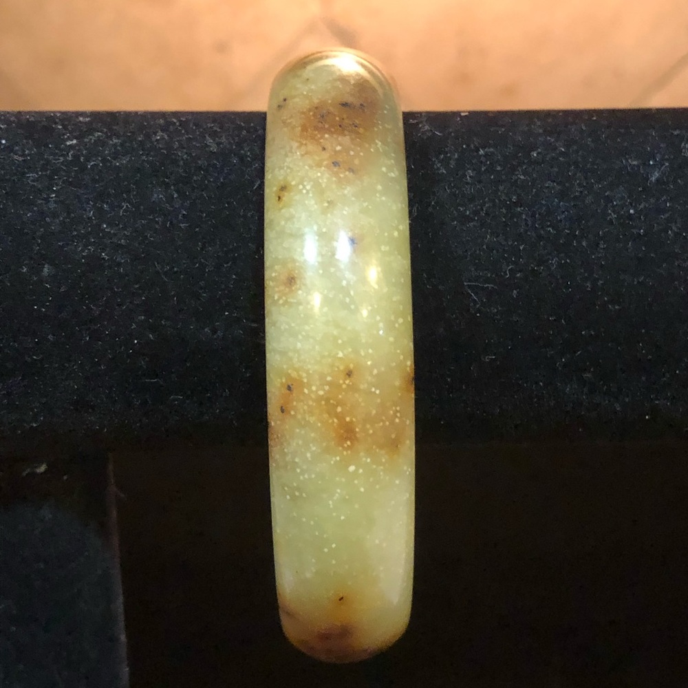 Genuine Light Moss Green & Brown Jade Bracelet - Picture 8 of 11